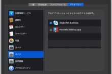 セキュリティとプライバシーのマイク設定画面